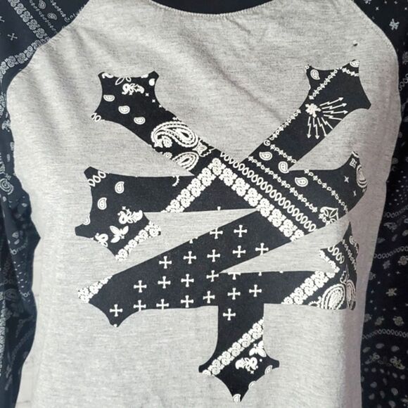 Y2K Zoo York Bandana Print Paisley Skateboard Skate Quarter Sleeve Size M - Picture 5 of 9